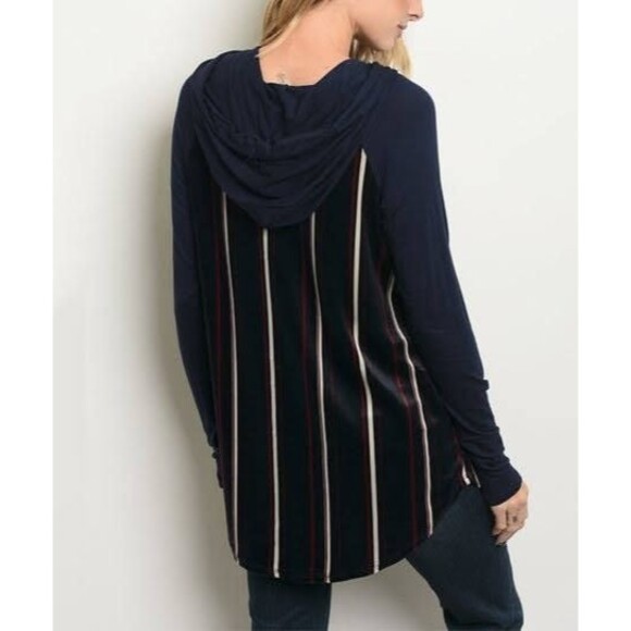 Navy Wine Blue Hoodie Top M - Picture 2 of 7